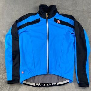 Castelli Mens M Cycling Jacket Blue Black Gore Windstopper Fleece Winter Sports